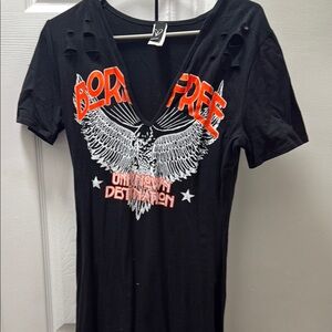 Black Graphic Tee with Eagle Design